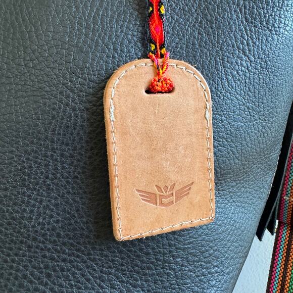 Consuela Black Leather Evie Sling Bucket Tote Bag Crossbody Strap, Convertible - Picture 5 of 11